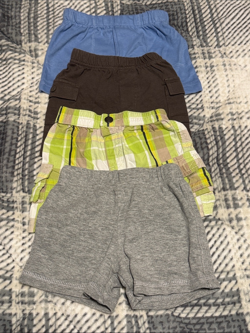 Cherokee 4-Pack Kids Shorts - Blue, Brown, Lime Plaid, Gray